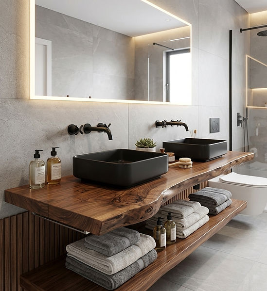 Mensola poggia lavabo stile Live Edge in castagno n.m