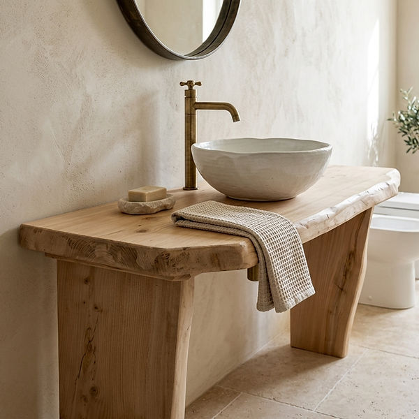 Mobile bagno stile Live Edge in castagno sbiancato