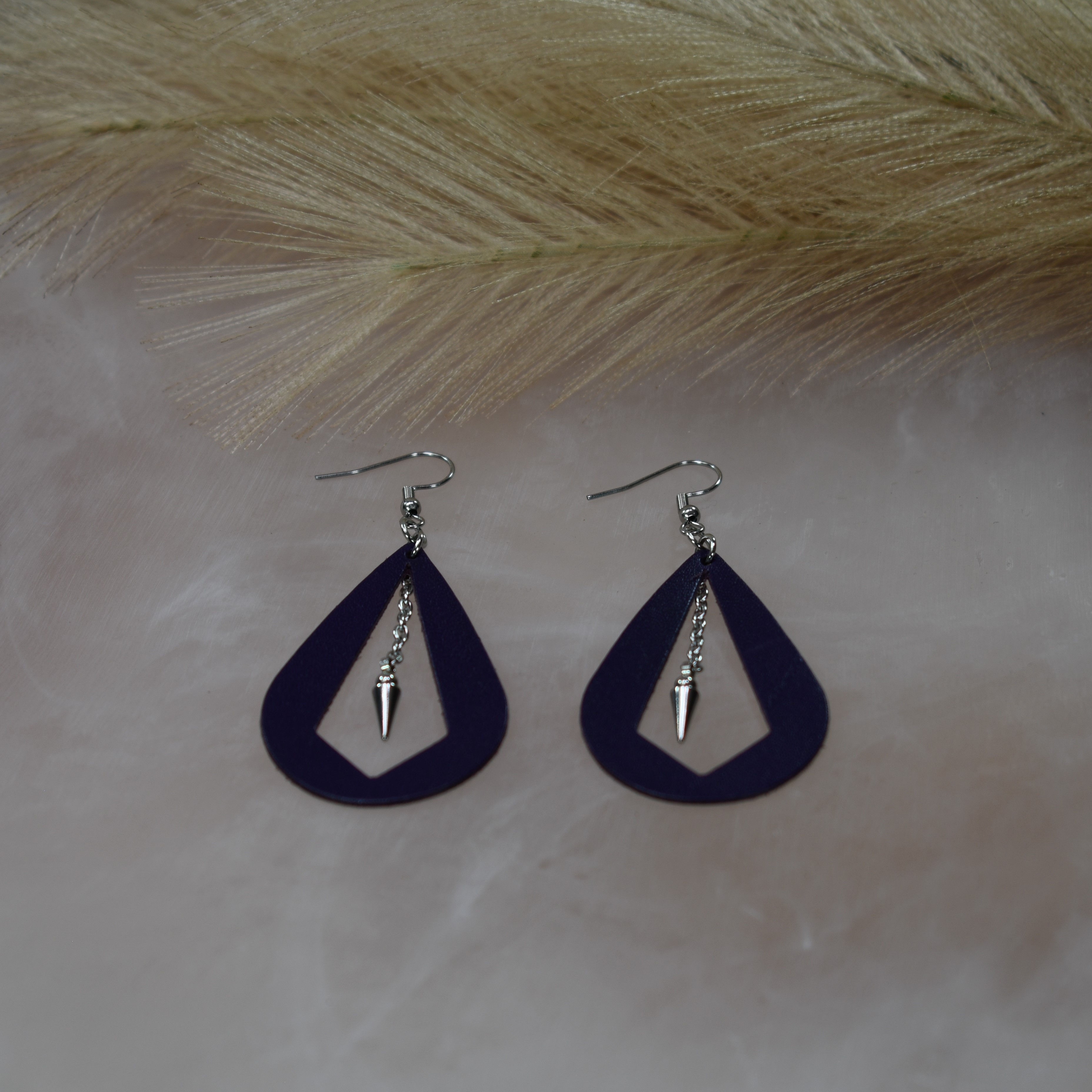 Diamond Shape Kangaroo Leather Earrings