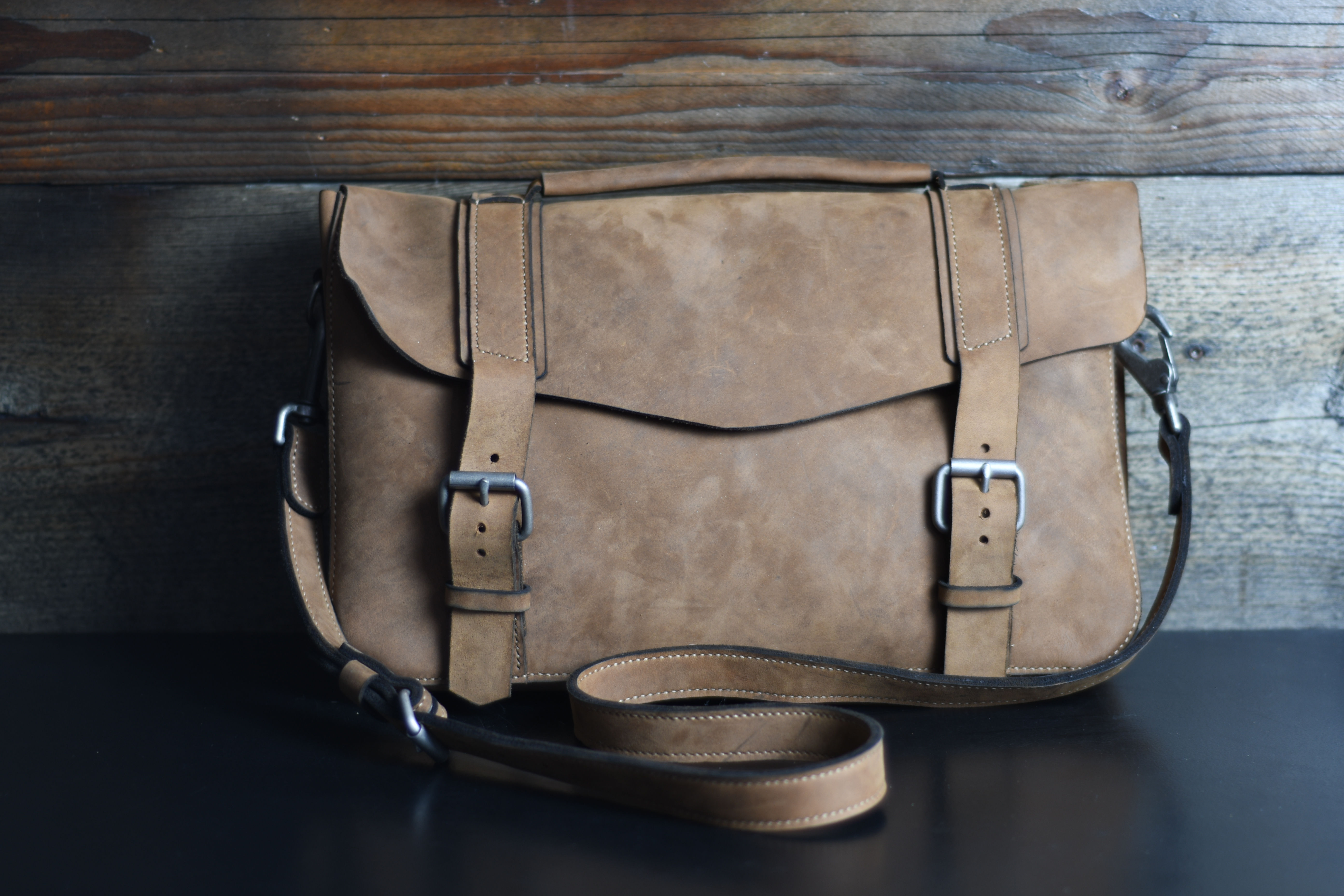 Nubuck leather laptop bag