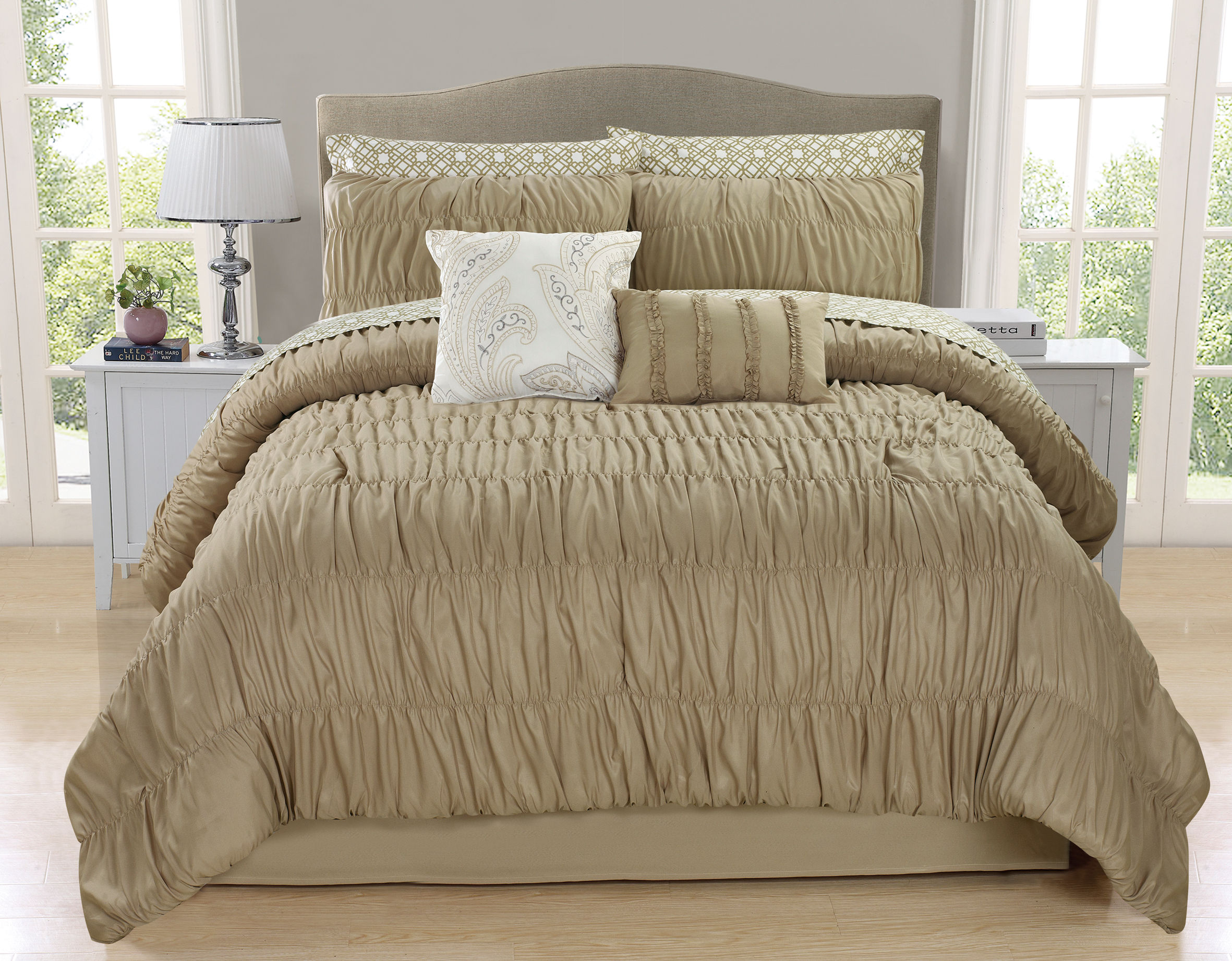 Greyson 10-piece Ruched Comforter Set, Taupe