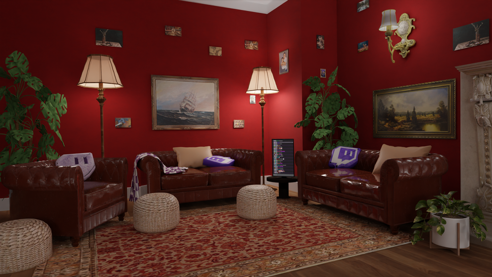 Twitch Streaming-Set, Event Room, Visualisierung in Blender
