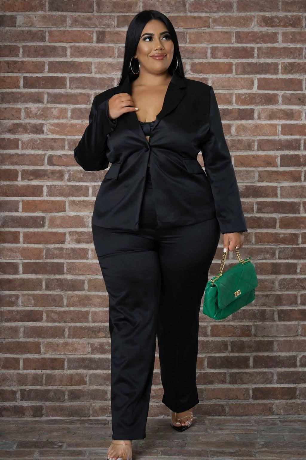 3 piece satin suit plus size 