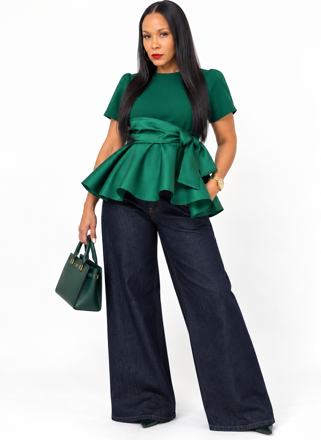 Green Peplum Top