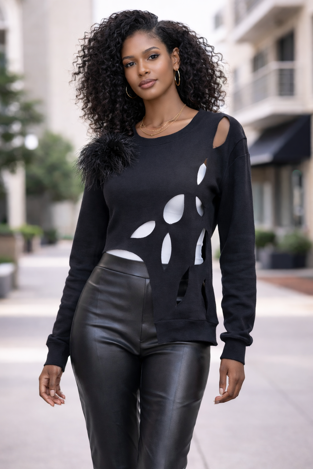 Funkhouser Sweatshirt with flower or feather 