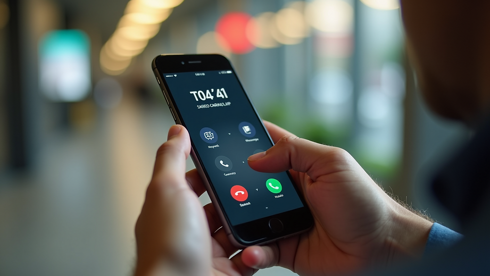 Close-up view of a smartphone displaying a VoIP call interface