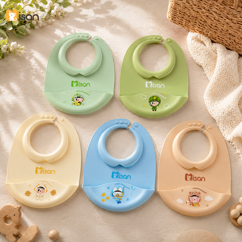 Hình thu nhỏ: Yếm silicone có máng hứng cổ bo tròn Little Dreamers