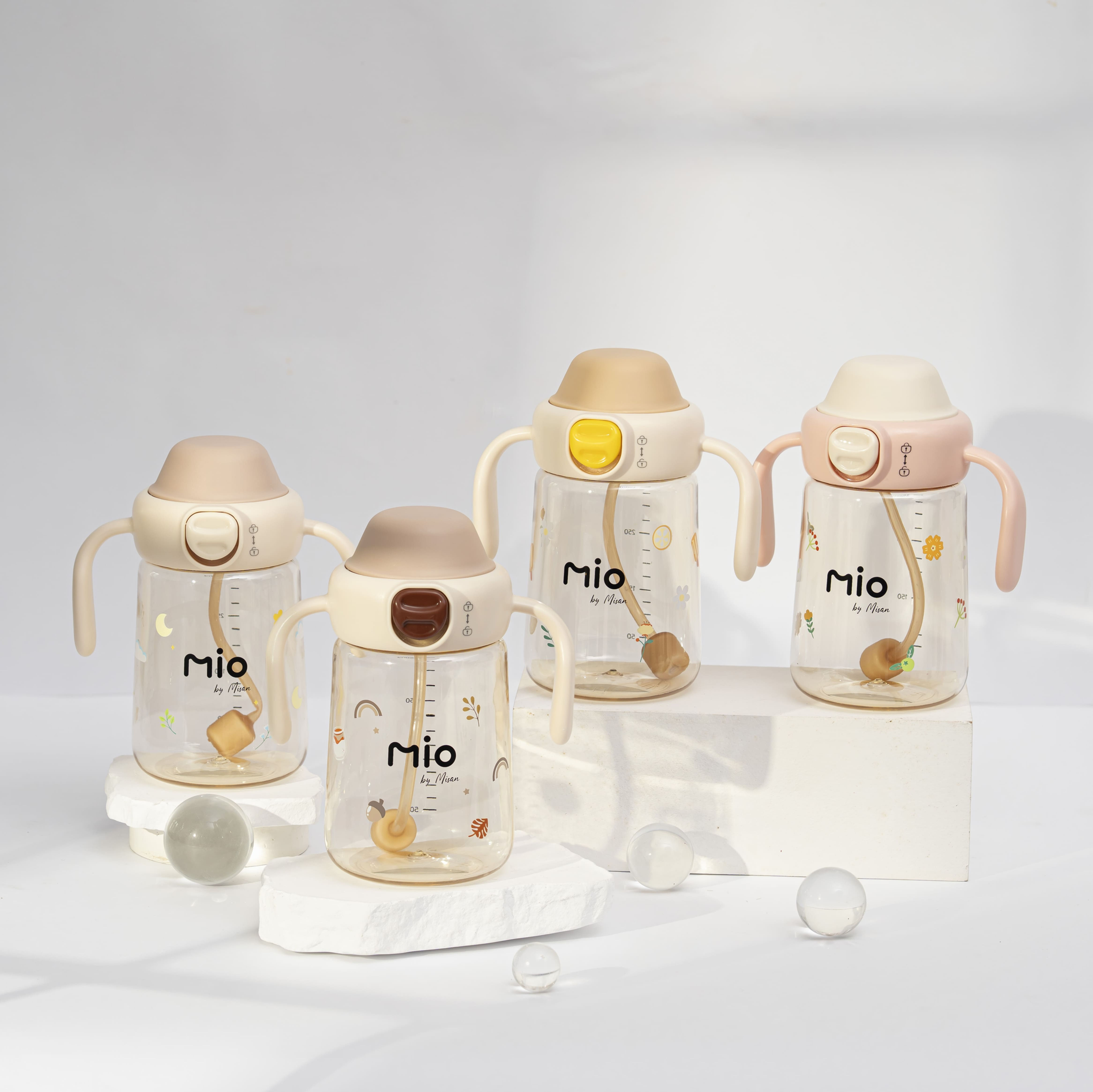 Bình tập hút PPSU MIO by Misan dung tích 350ml có van chống sặc