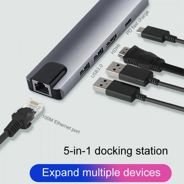 Thumbnail: Adapter USB type C 5 in 1 HDMI/USB 3.0/LAN/PD