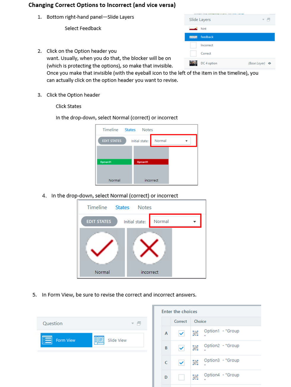 Articulate cheat sheet