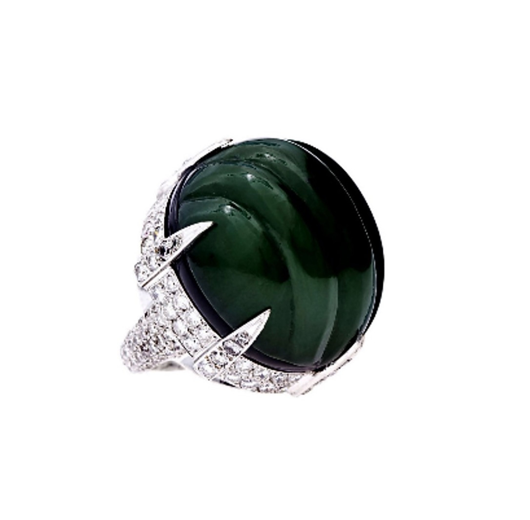 Jade, Onyx and Diamond Multi Claw Ring