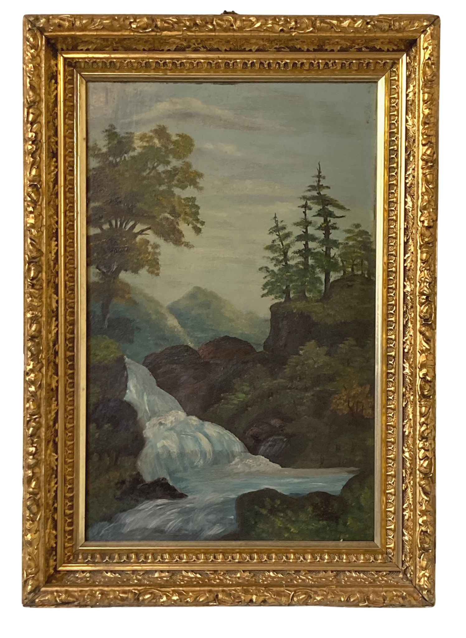 1920's Oil on Board Waterfall scene