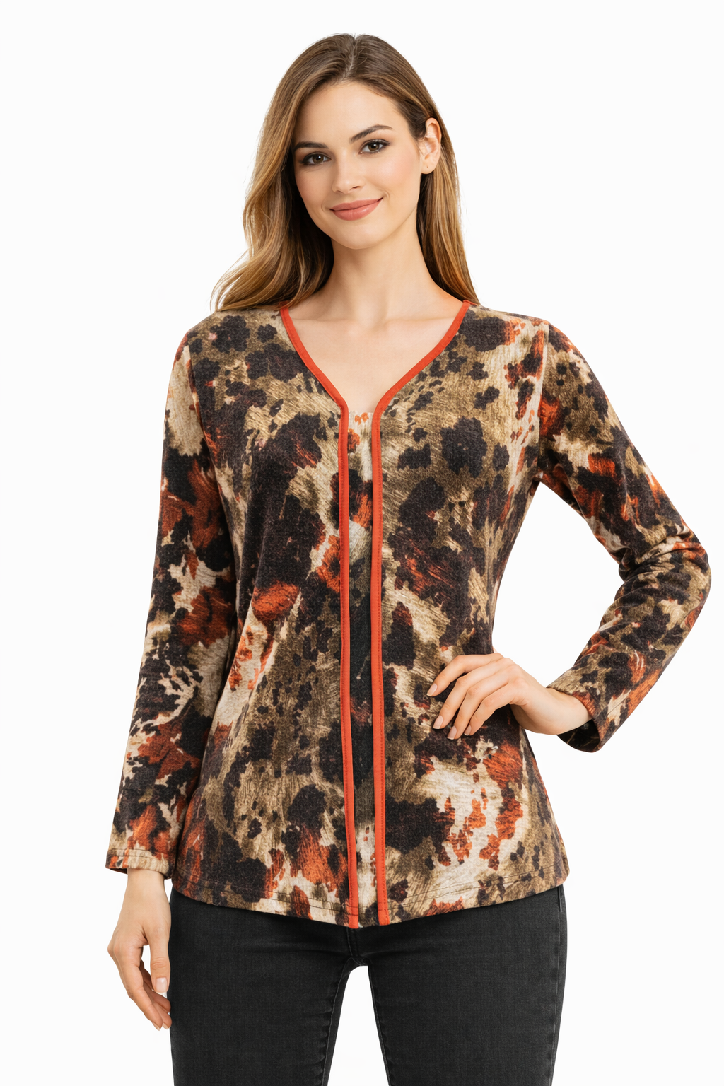 Polera 14 Lanilla Estampada Terracota