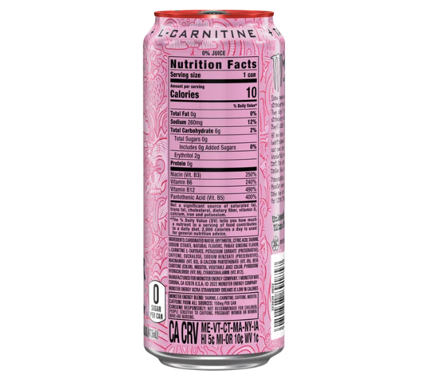 Miniatura: Monster Energy Ultra Strawberry Dreams Zero Sugar 16oz