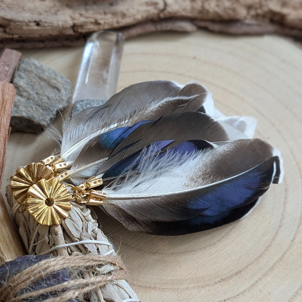 Miniatura: „Szept Przestworzy” – kolczyki z piór w kolorach nocy, światła i nieba