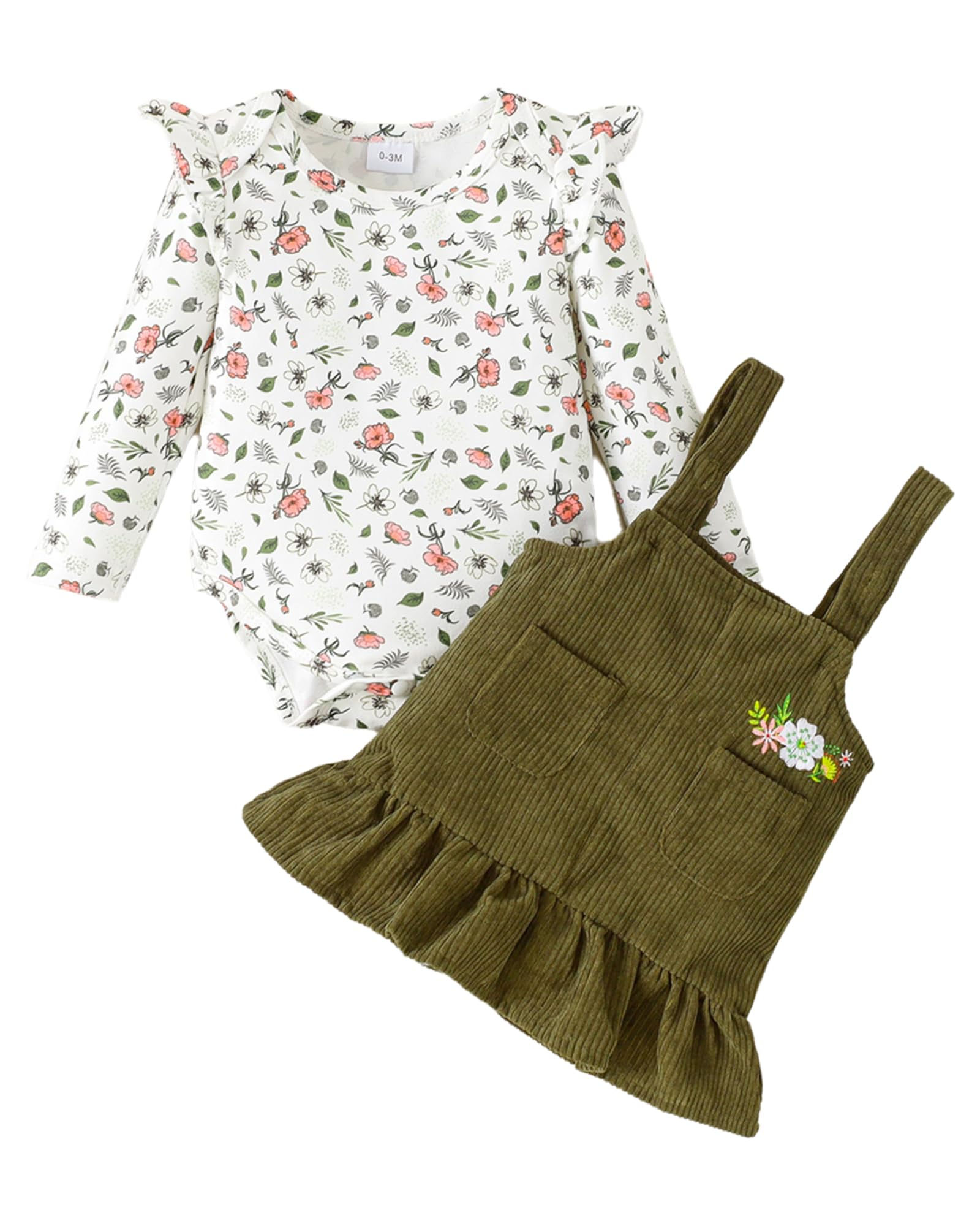 Mioglrie Baby Girl Dresses Baby Girl Clothes 6-9 Months Long Sleeves Romper Flor