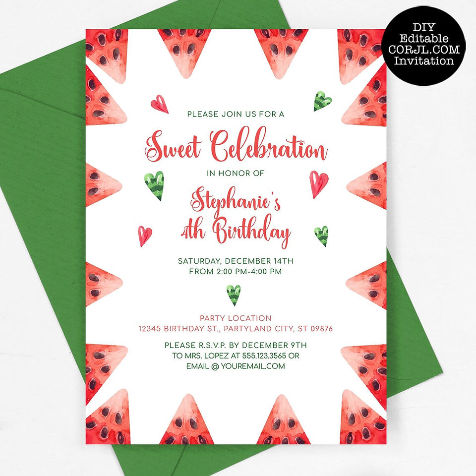 Digital Melon Invitations