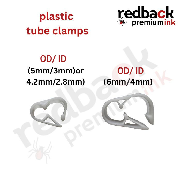 10x plastic tube clips, two sizes
