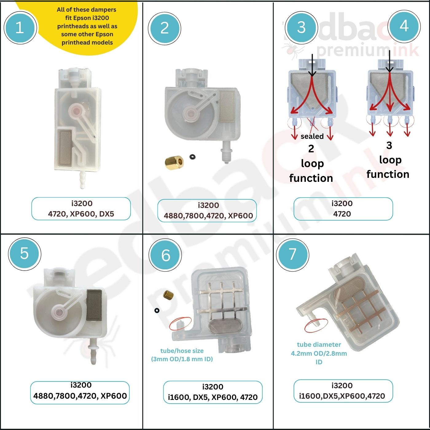 Epson i3200 ink dampers – 7 variants for inkjet printers