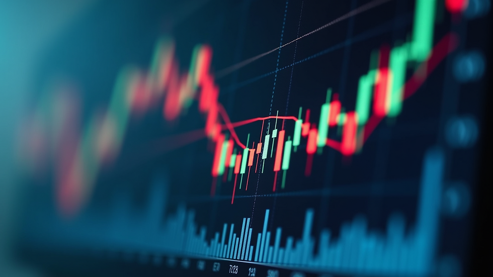 Close-up of stock trend graphs and charts