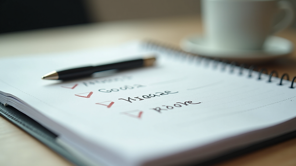 Close-up view of a notepad with financial goals written down