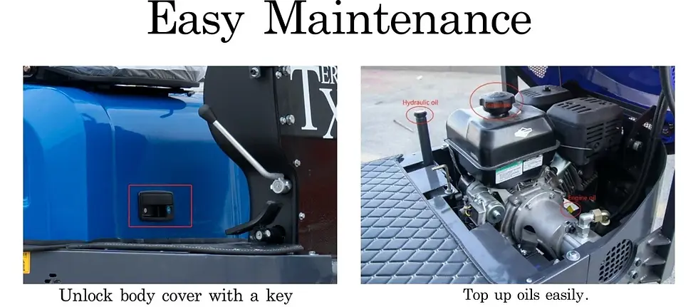 Thumbnail: TERROR XI Mini Excavator Digger 13.5hp Gas B&S EPA Engine with 14 Attachments