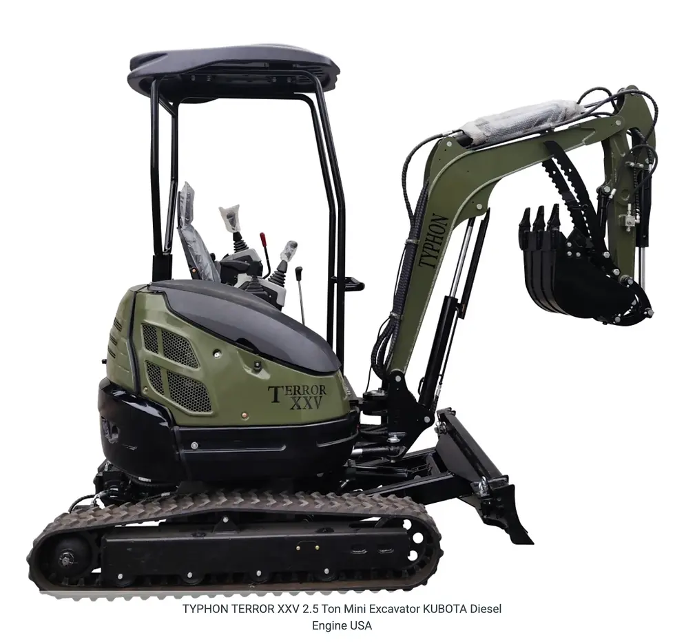 Thumbnail: TYPHON 2.5 Ton Mini Excavator KUBOTA Diesel Engine USA W 14 attachments