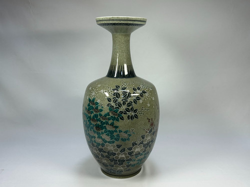 十四代今右衛門】色絵薄墨墨はじき四季折々花瓶 | 肥前光邦商店