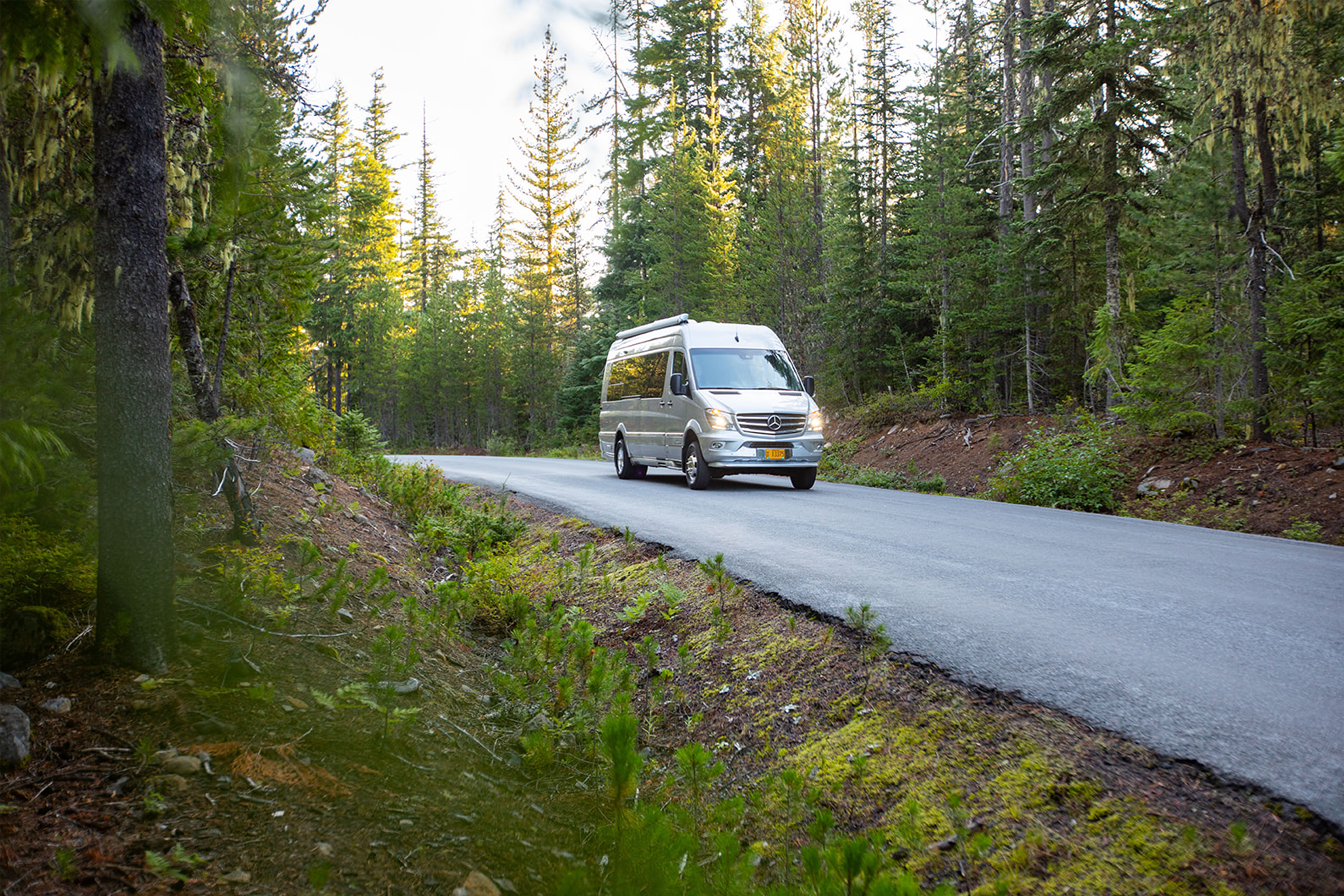 caravan traveling through the woods exampling how to offer rv travel to your customers