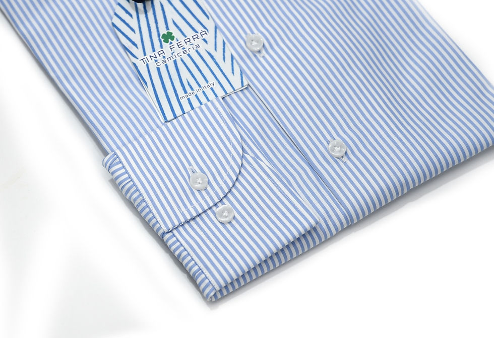 Miniatura: Camicia uomo Medium Line Cielo collo francese regular Made in Italy - Tina Ferrà