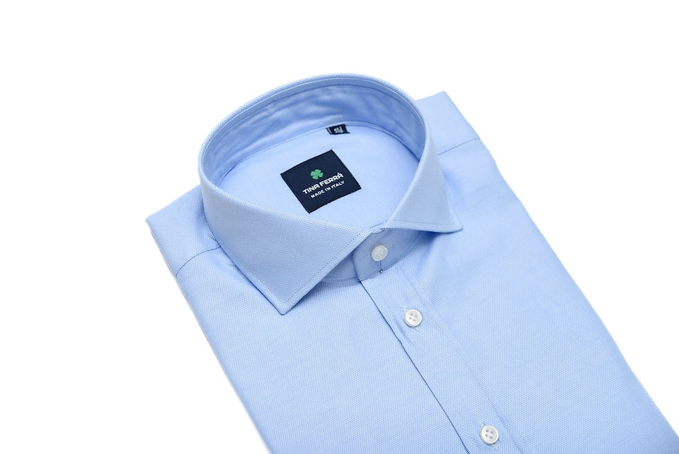 Miniatura: Camicia uomo Oxford Cielo collo francese regular fit Made in Italy - Tina Ferrà