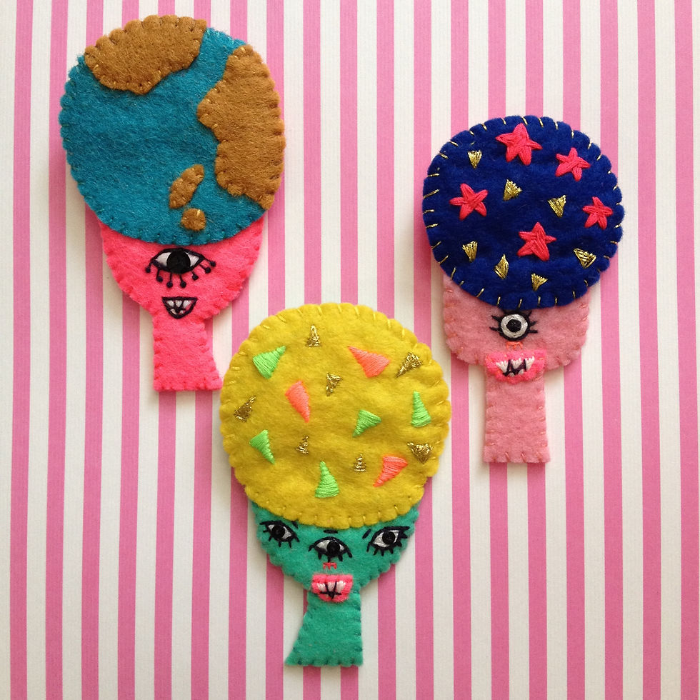 Felt embroidery alien girls