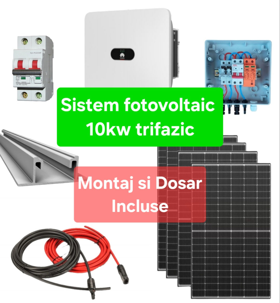 Sistem complet fotovoltaic 10kw trifazic