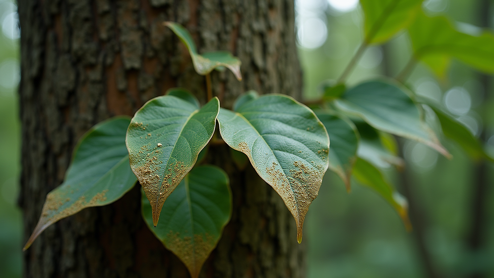 Close-up view of a tree with signs of fungal disease