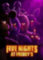 Five Nights at Freddy's game poster with characters from front to back: Freddy Fazbear, Bonnie the B