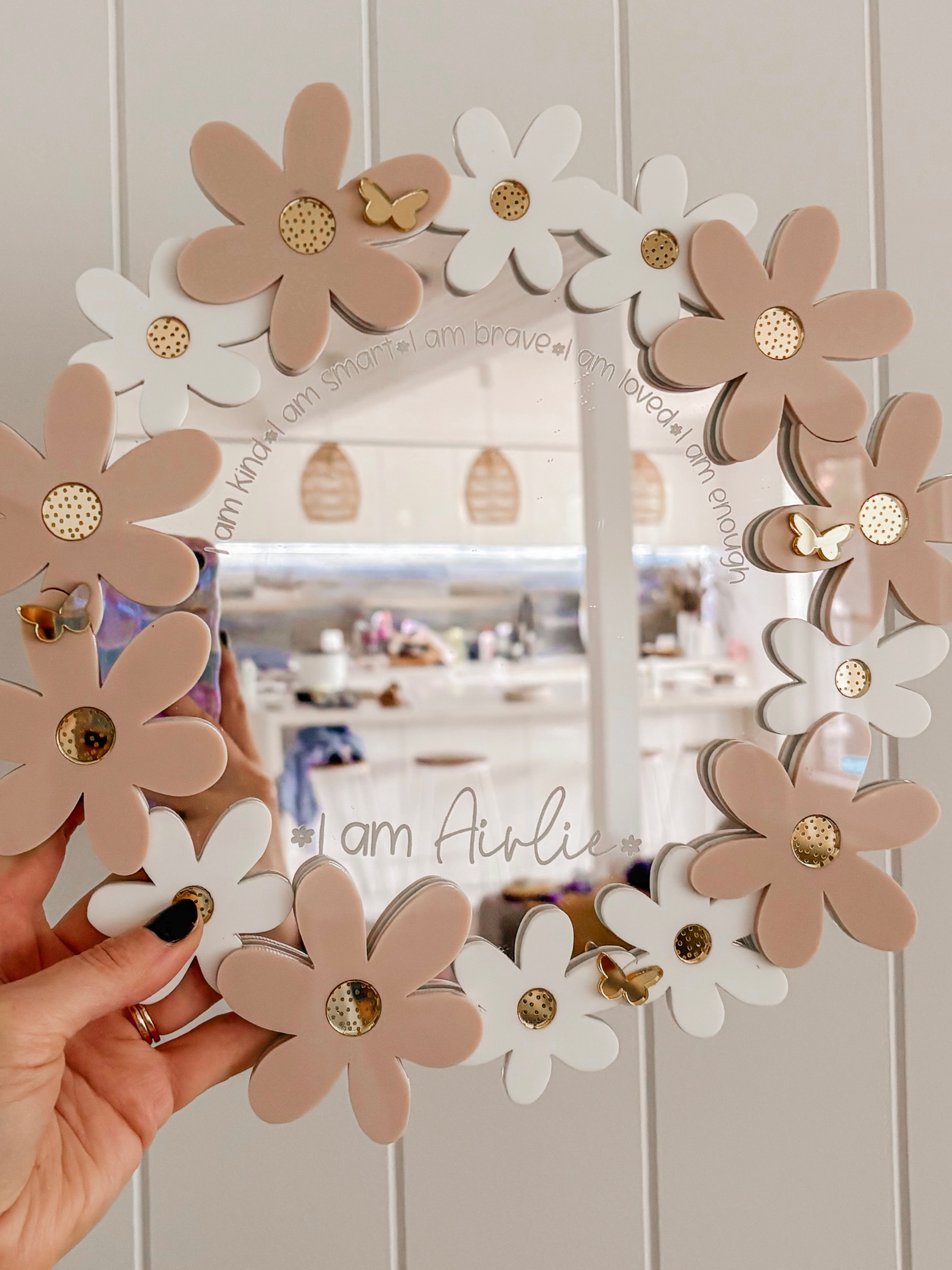 Affirmation Mirror | Daisies + Butterflies