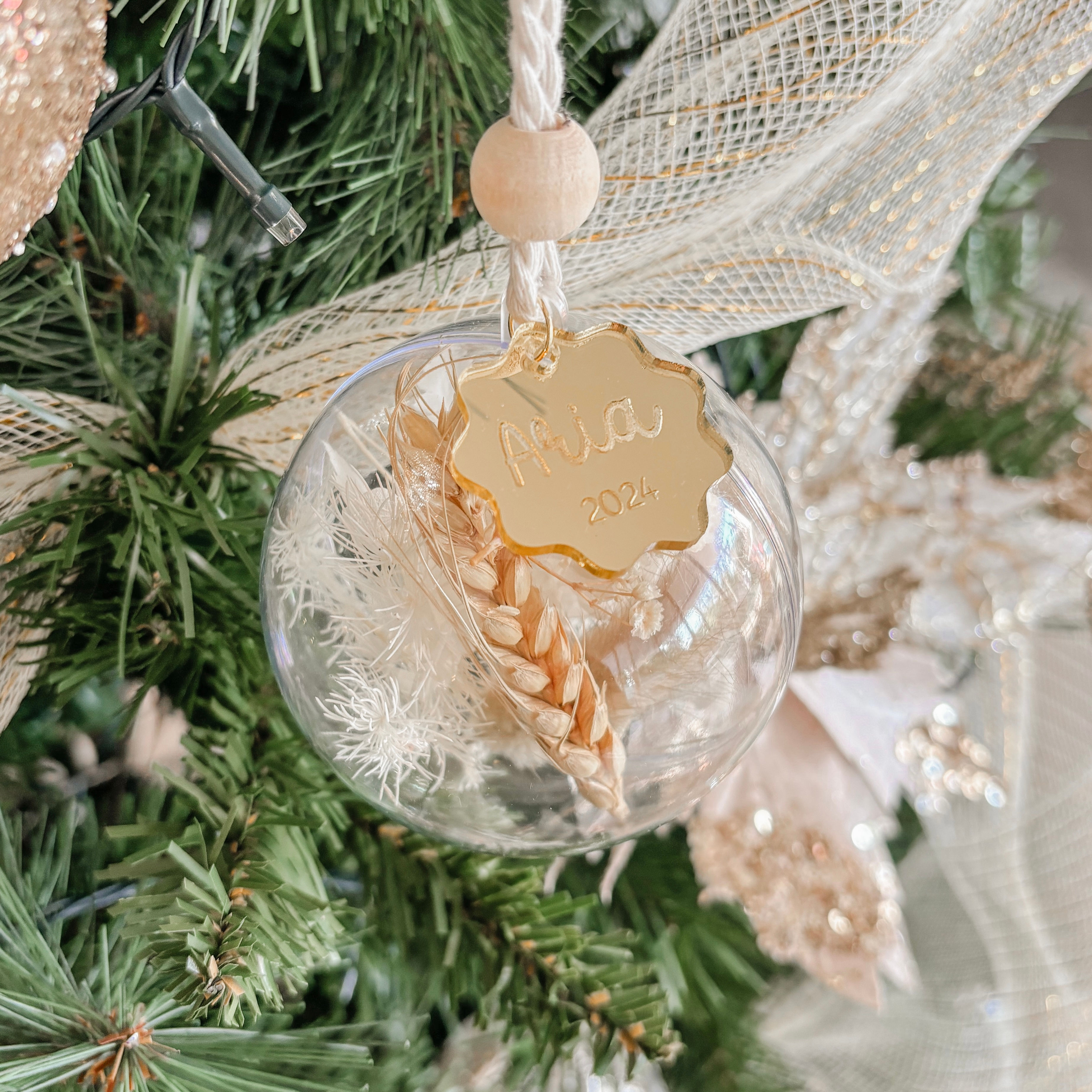 Floral Bauble with Personalised Tag