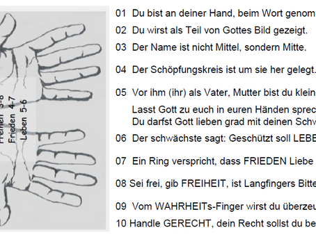 1.2. Lasst Gott zu euch in euren Händen sprechen- Du bist an deiner Hand, beim Wort genommen (GHS 6)
