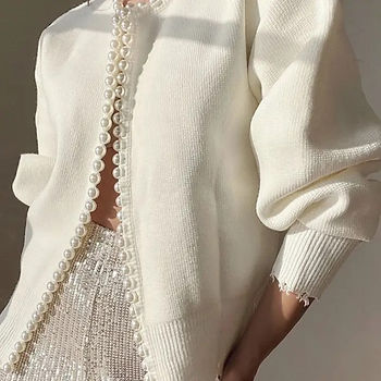 Pearl Embellished Cardigan for Spring