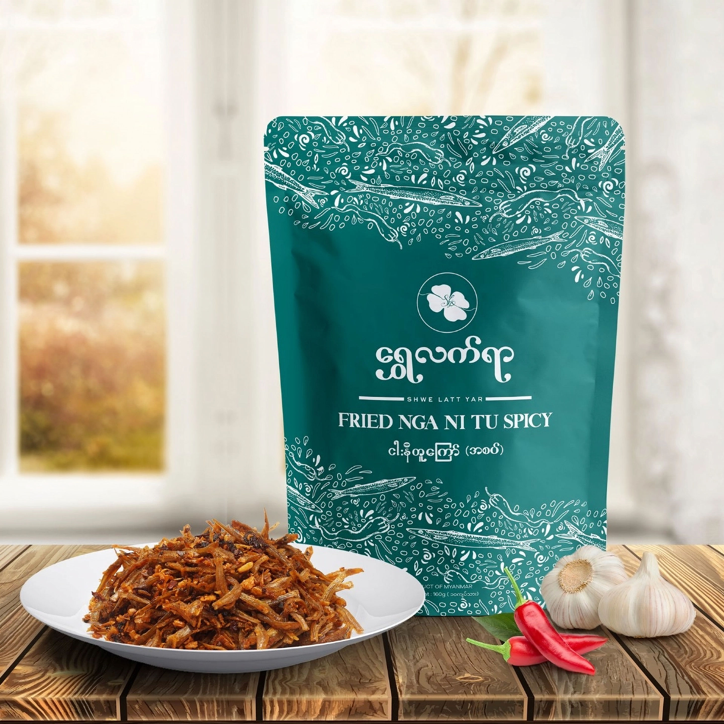 ရွှေလက်ရာ ငါးနီတူကြော်အစပ် 160g (Fried Dried Anchovies - Spicy)