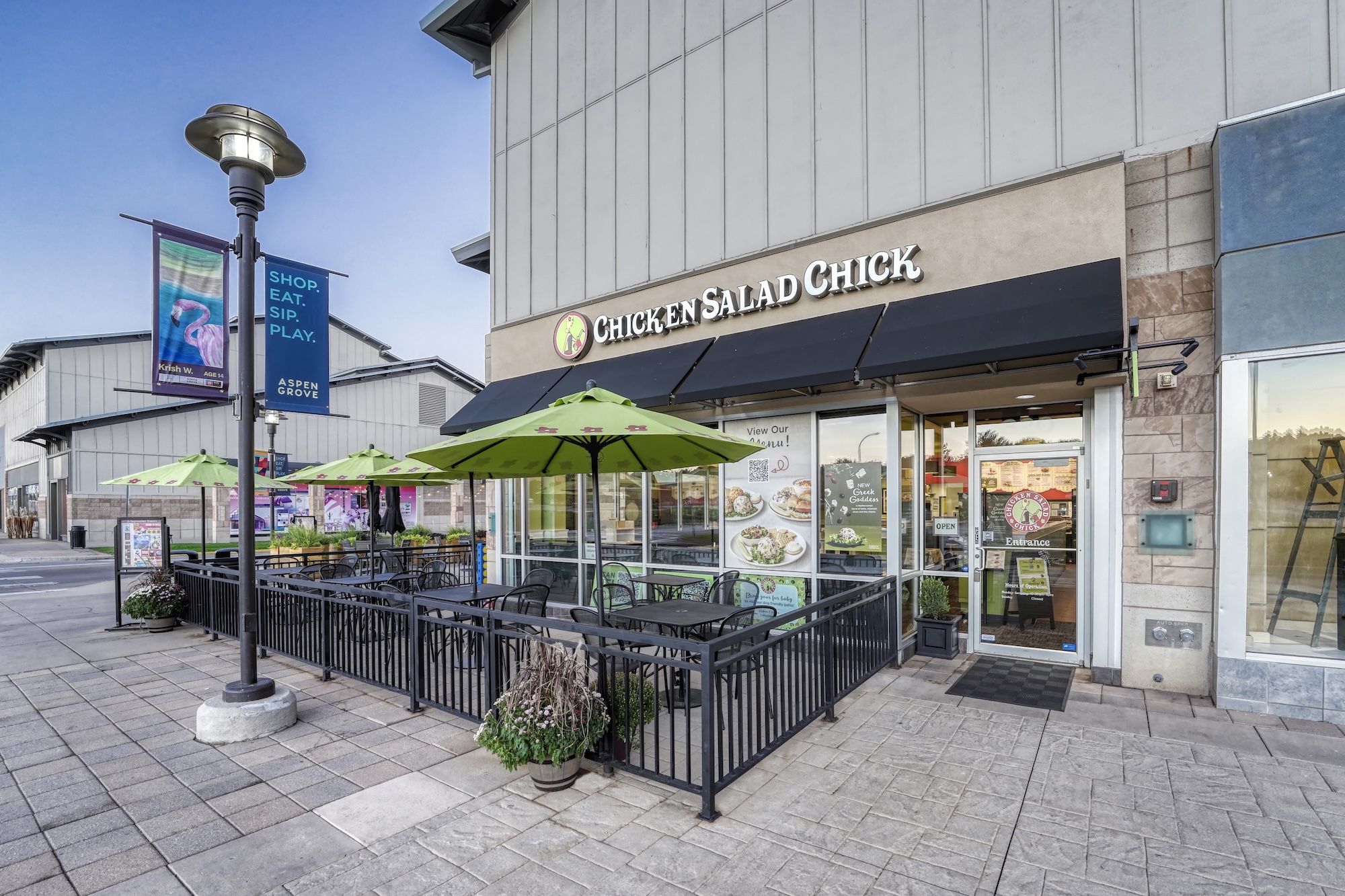 Chicken Salad Chick Aspen Grove exterior storefront and patio