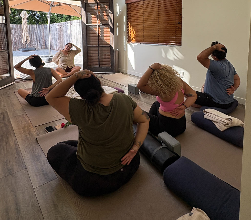 Young adults on a yoga class