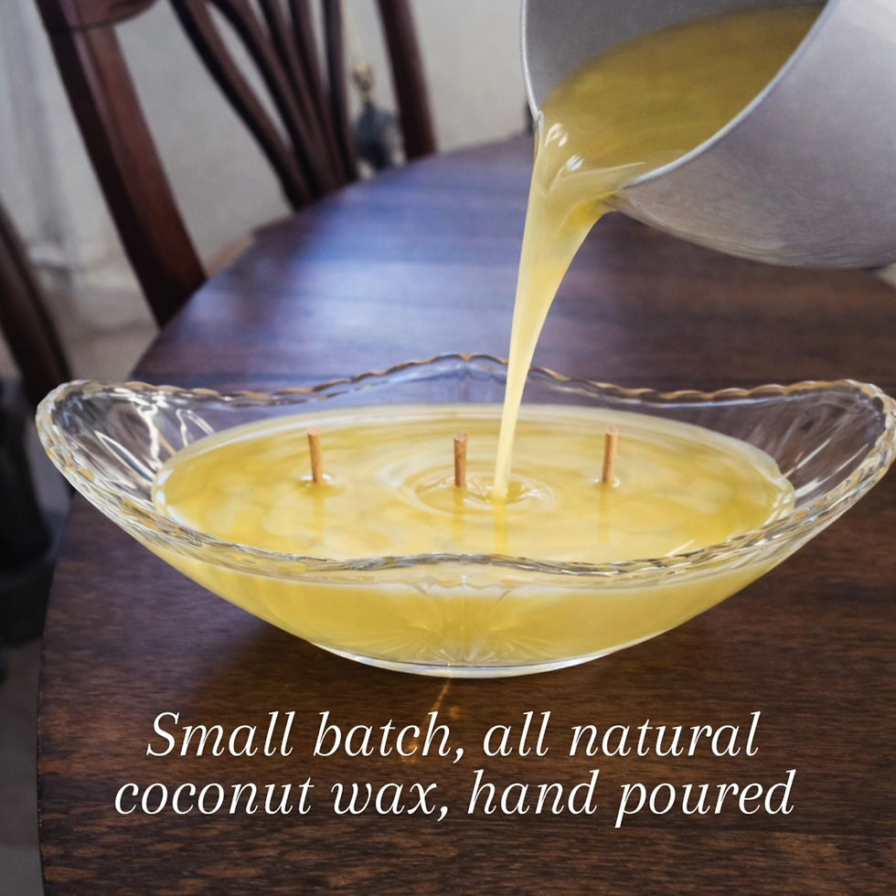 Thumbnail: Large Vintage Pressed Glass Bowl Candle 3 Wick Hand Poured Coconut Wax