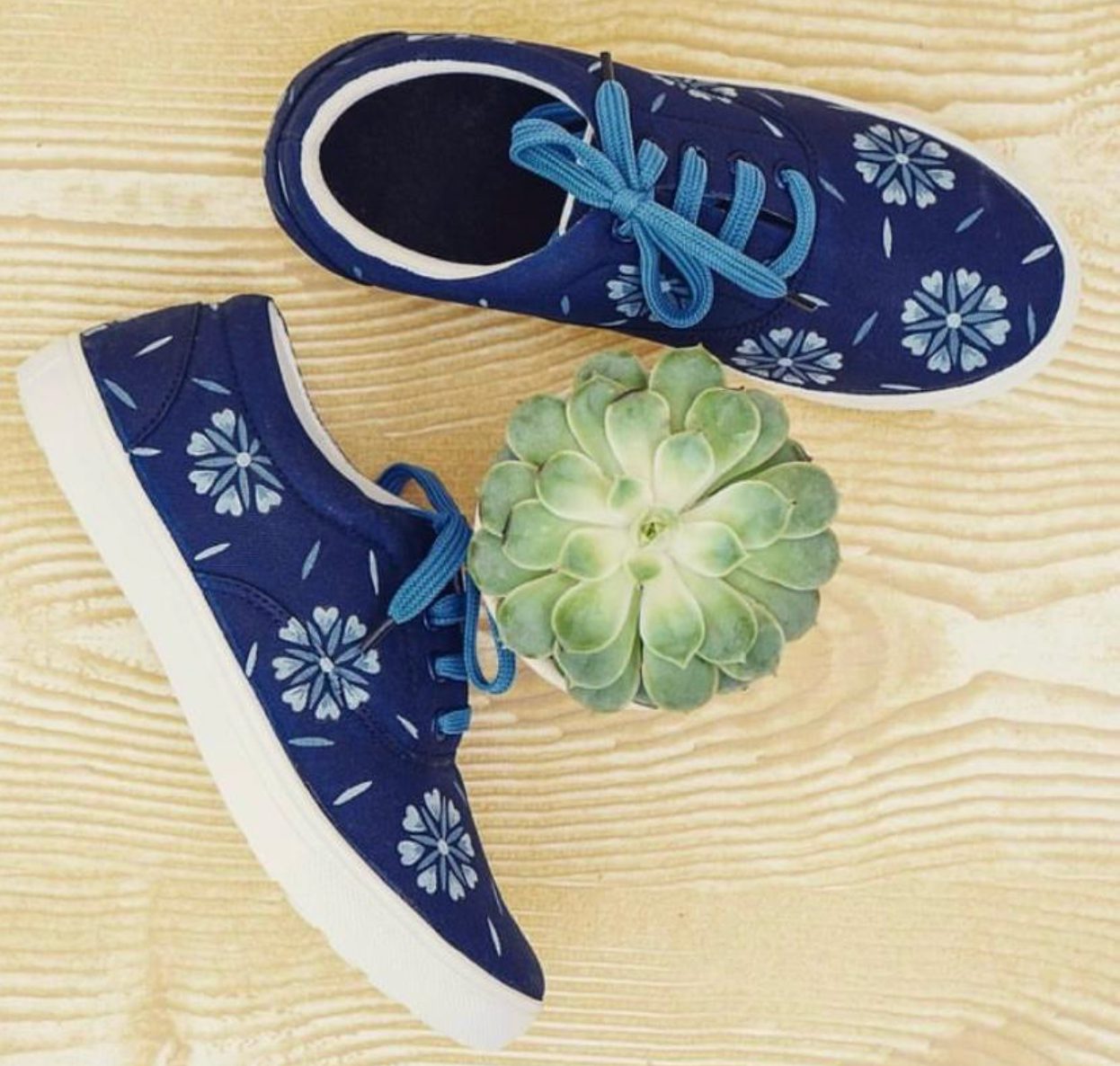 Indigo Floral Canvas Sneakers