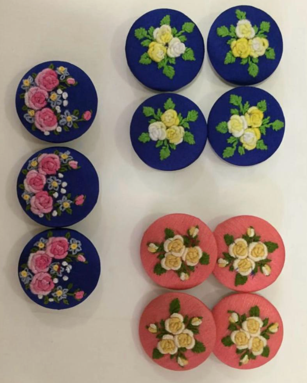 Vintage Hand-Embroidered Floral Buttons