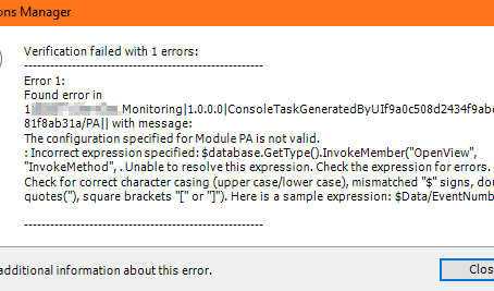 #SCOM – solve the mistery of “The configuration specified for Module PA is not valid” when using Pow