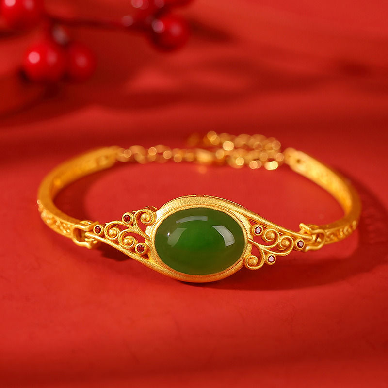 Thumbnail: Pure Silver Gilded Jasper New Chinese Style Retro Auspicious Cloud