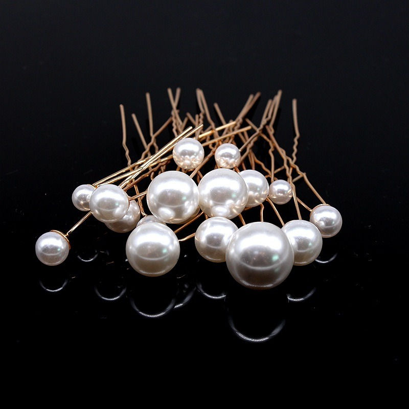 Thumbnail: Pearl Hair Fork Clip Insert Needle Alloy Round Bead Headdress