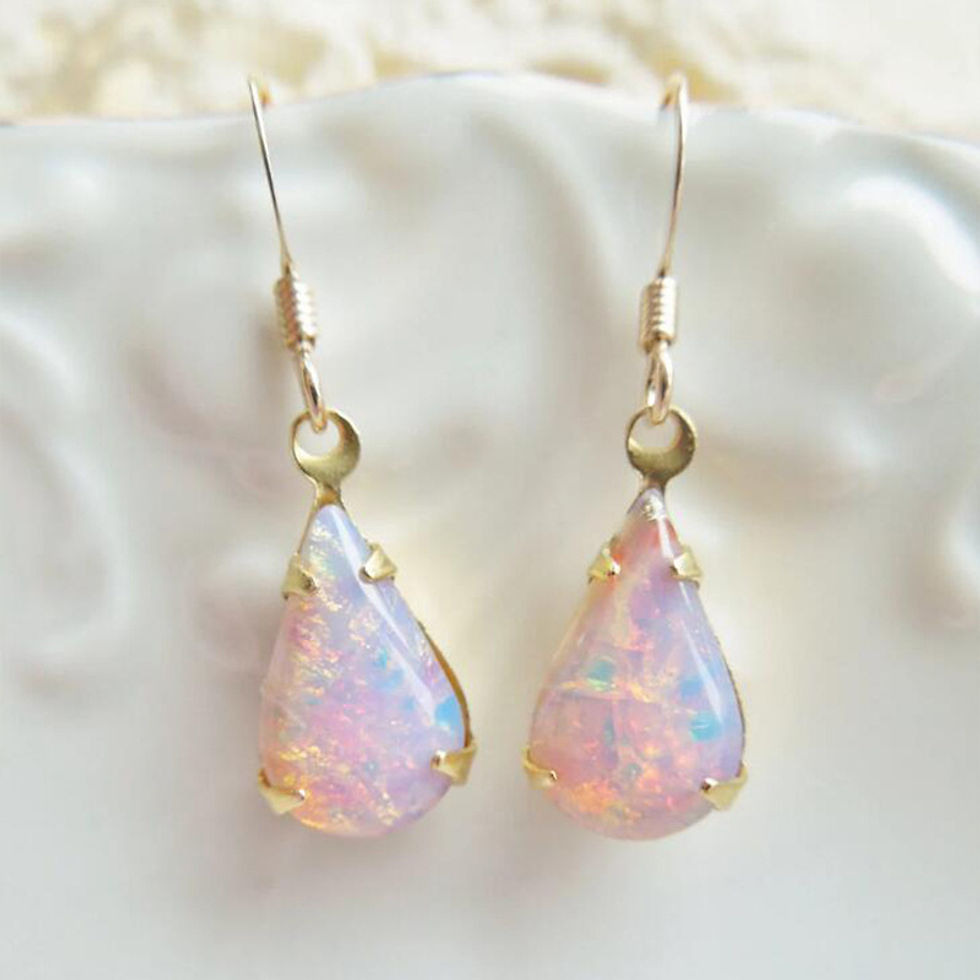 Thumbnail: Women's Colorful Dropstone Earrings