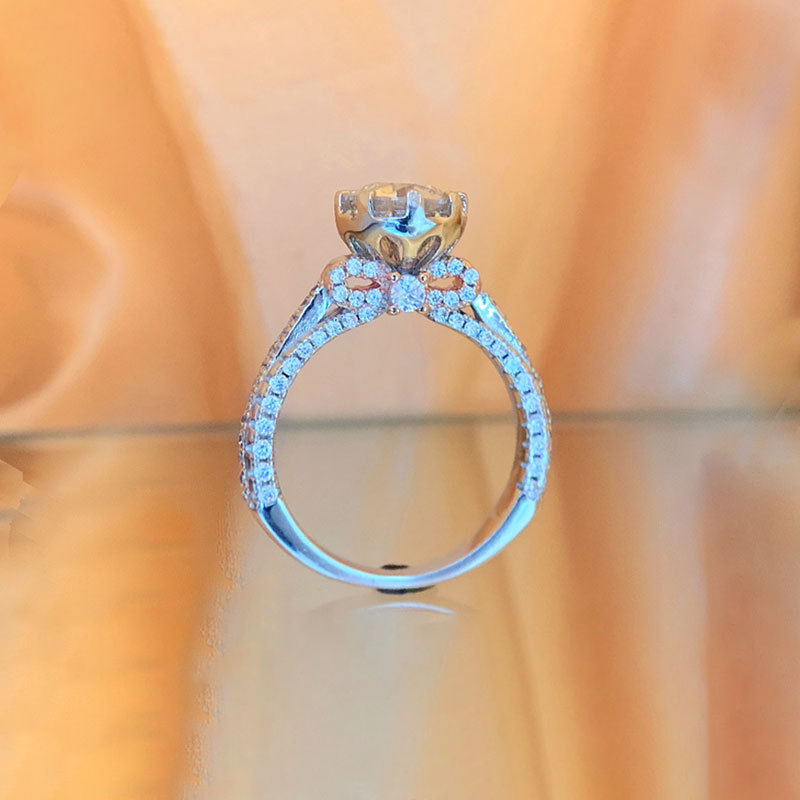 Thumbnail: Mossanite Color Electroplating 18k Rose Gold Diamond Ring